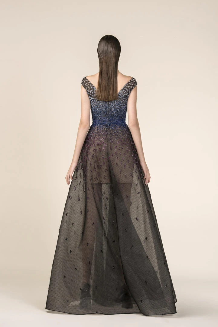 Saiid Kobeisy - RE3571 Embellished Plunging V-neck A-line Dress Formal Gowns 4 Saiid Kobeisy - RE3571 Embellished Plunging V-neck A-line Dress Formal Gowns