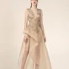 Saiid Kobeisy - RE3575 Sheer Gold Brocade A-Line High Low Gown Formal Gowns