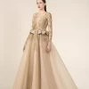 Saiid Kobeisy - RE3578 Embroidered Long Sleeve Tulle Brocade Ballgown Formal Gowns 1 Saiid Kobeisy - RE3578 Embroidered Long Sleeve Tulle Brocade Ballgown Formal Gowns