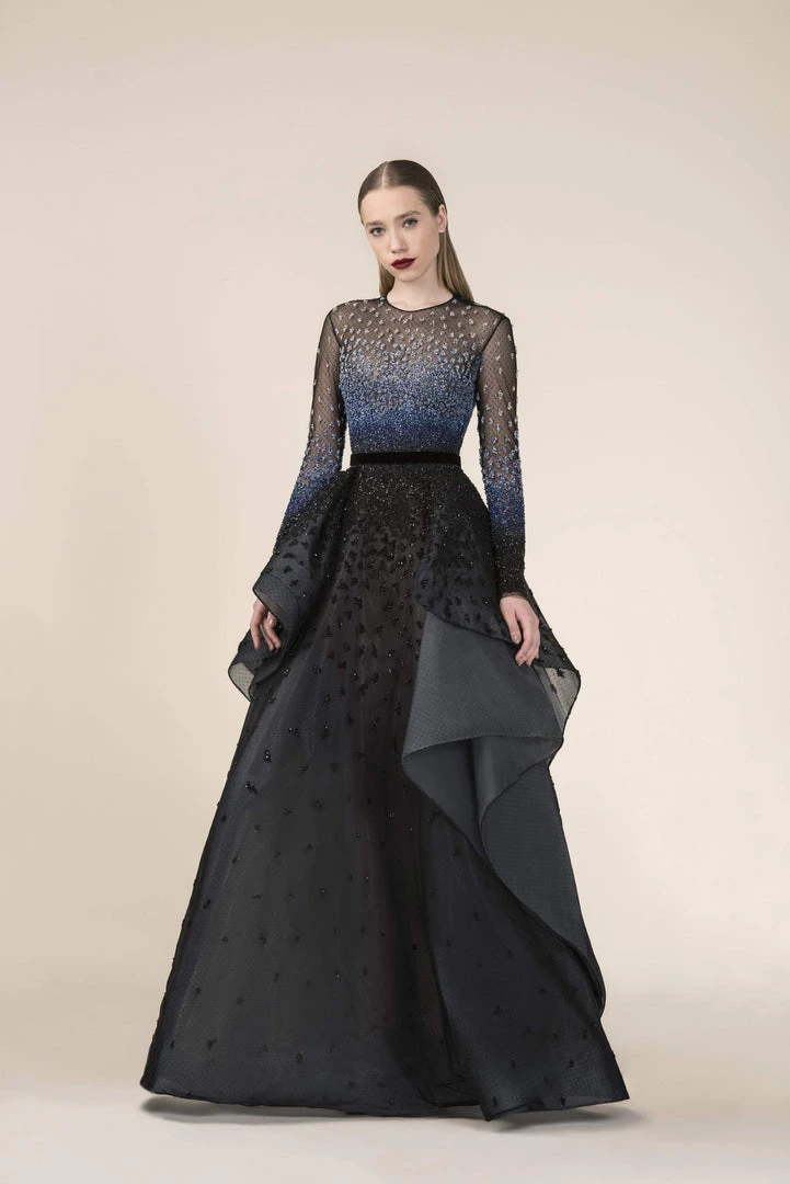 Formal Gowns Saiid Kobeisy - RE3581 Embroidered Long Sleeve A-line Dress 3 Formal Gowns Saiid Kobeisy - RE3581 Embroidered Long Sleeve A-line Dress