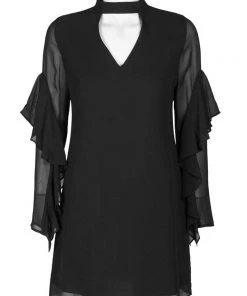 Sam Edelman - 10F091 Cutout Front Draped Sleeves Chiffon Short Dress