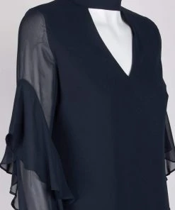 Sam Edelman - 10F091 Cutout Front Draped Sleeves Chiffon Short Dress