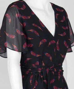 Sam Edelman - 61F010 Feather Print Handkerchief Hem Dress