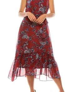 Sandra Darren - 73103 Sleeveless Floral Print Tea-Length Dress Prom Dresses