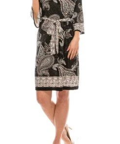 Prom Dresses Sandra Darren - 73367 Quarter Sleeve Paisley Print Jersey Dress