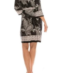 Prom Dresses Sandra Darren - 73367 Quarter Sleeve Paisley Print Jersey Dress