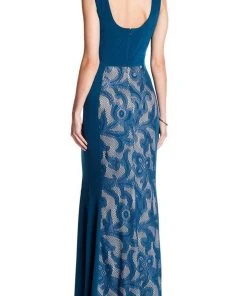 Formal Gowns Sangria - DWHGC93 Sleeveless Lace Panel Gown