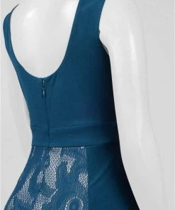 Formal Gowns Sangria - DWHGC93 Sleeveless Lace Panel Gown