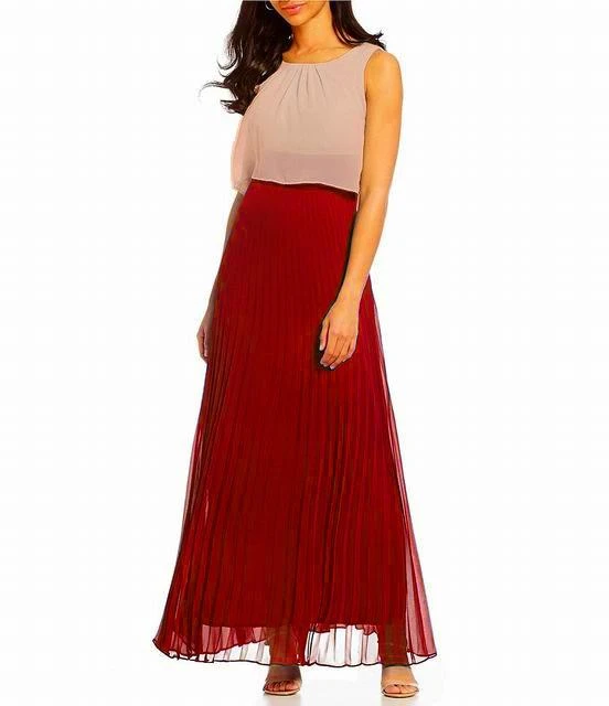Sangria - DWKO624 Sleeveless Popover Accordion Dress 3 Sangria - DWKO624 Sleeveless Popover Accordion Dress