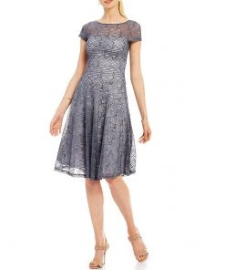 Sangria - SABZ1ACT Lace Bateau A-line Dress Cocktail Dresses