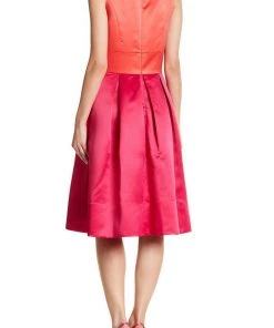 Sangria - SBLV1114 Sleeveless Color Block Satin Dress