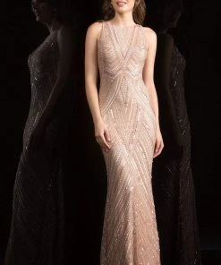 Formal Gowns Scala - 48783 Sequin Jewel Sheath Dress