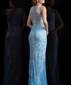 Formal Gowns Scala - 48803 Embellished Illusion Bateau Sheath Dress 9 Formal Gowns Scala - 48803 Embellished Illusion Bateau Sheath Dress