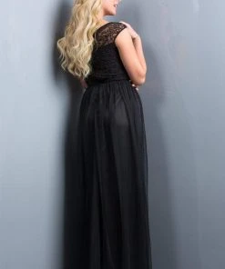 Scala - 48821 Beaded Illusion Bateau A-line Dress