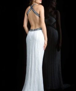 Formal Gowns Scala - 48826 Halter Neckline Sheath Gown With Side Cutouts 5 Formal Gowns Scala - 48826 Halter Neckline Sheath Gown With Side Cutouts