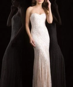 Scala - 48836 Shimmering Strapless Sequined Evening Gown Formal Gowns