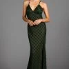 Scala - 48923 Spaghetti Straps V Neck Low Back Sheath Evening Dress