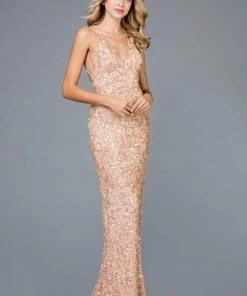 SCALA - Beaded Sleeveless Fitted Evening Dress 47542 Formal Gowns