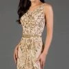 Cocktail Dresses SCALA - Strappy Sequined Fitted Cocktail Dress 60038 - 1 Pc Mink/Gold In Size 8 Available