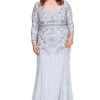 Shail K - Bedazzled Long Sleeve V-neck Trumpet Dress 12162W - 1 Pc Navy In Size 18W Available Formal Gowns 1 Shail K - Bedazzled Long Sleeve V-neck Trumpet Dress 12162W - 1 Pc Navy In Size 18W Available Formal Gowns