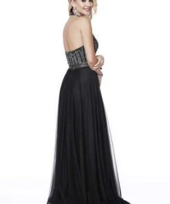 Shail K - Embellished Halter V-neck Tulle A-line Dress 12208 - 1 Pc Black In Size 8 Available
