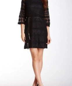 Sharagano - 4W4R16GG5 Cotton Lace Bateau Dress Cocktail Dresses