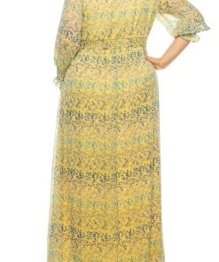 Plus Size Dresses Shelby & Palmer - M565 Floral Printed Full Length Dress