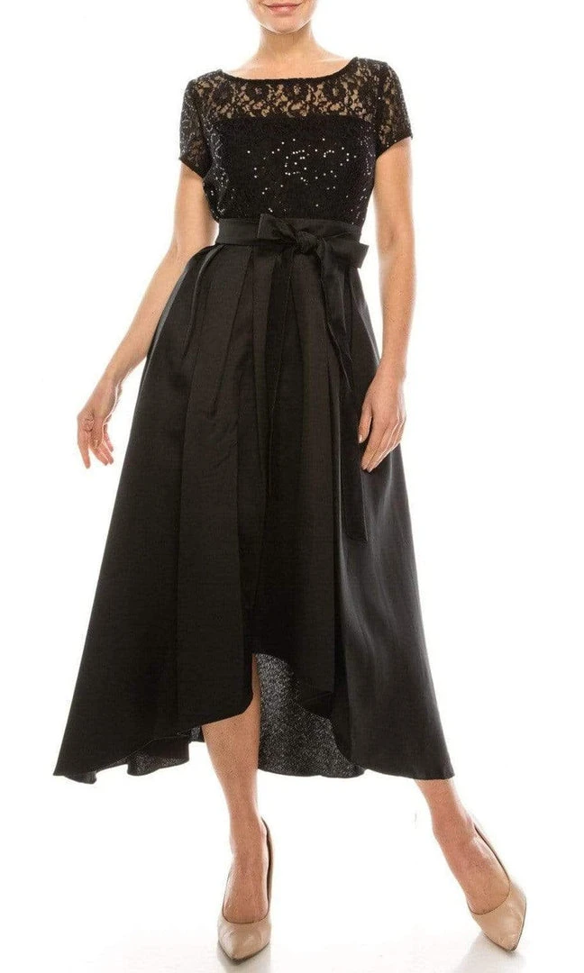 SLNY - 9119171 Short Sleeve Lace Tea Length 3 SLNY - 9119171 Short Sleeve Lace Tea Length