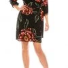 SLNY - 9160153 Floral Print Jersey Dress With Sleeves