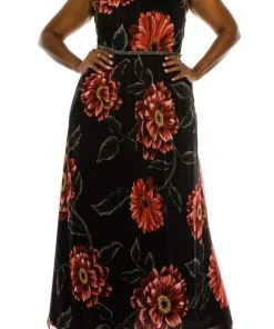 SLNY - 9471488 Floral Bateau Evening Dress