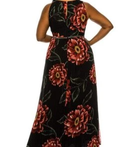 SLNY - 9471488 Floral Bateau Evening Dress