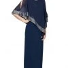 Formal Gowns SLNY - Cape Sleeve Sheath Formal Dress 9170329 - 1 Pc Deep Navy In Size 14 Available