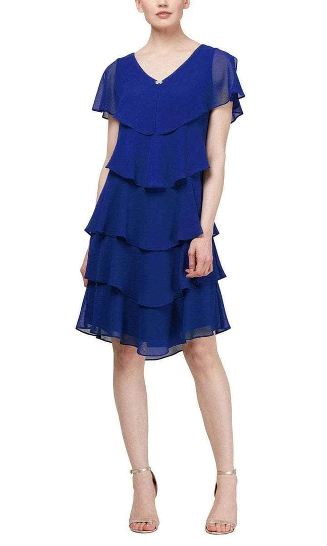 Plus Size Dresses SLNY - V Neck Tiered Flounce Chiffon Dress 1175251 - 1 Pc Cobalt In Size 10 Available 5 Plus Size Dresses SLNY - V Neck Tiered Flounce Chiffon Dress 1175251 - 1 Pc Cobalt In Size 10 Available