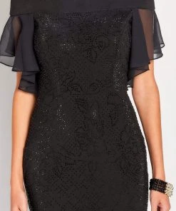 Cocktail Dresses Social Occasions By Mon Cheri - Off-Shoulder Flutter Dress 119825 - 1 Pc Black In Size 8 Available