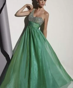Studio 17 - 12437 One Shoulder Bejeweled Empire Dress Formal Gowns