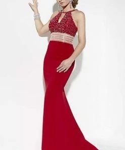 Studio 17 - 12566 Beaded Halter Trumpet Dress