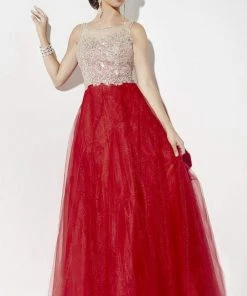 Studio 17 - 12575 Bedazzled Illusion Bateau Tulle Dress Formal Gowns