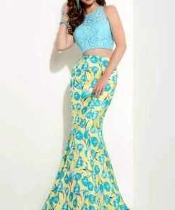 Formal Gowns Studio 17 - 12628 Appealing Embellished Jewel Neck Tulip Brocade Trumpet Gown