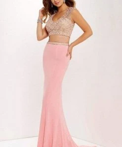 Formal Gowns Studio 17 - 12661 Two Piece Beaded V-neck Jersey Dress