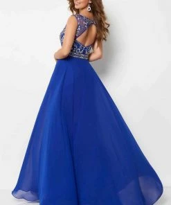 Studio 17 - 12696 Bedazzled Illusion Bateau Chiffon A-line Dress Formal Gowns 5 Studio 17 - 12696 Bedazzled Illusion Bateau Chiffon A-line Dress Formal Gowns