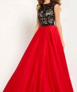 Studio 17 - 12699 Sequined Lace Illusion Jewel Satin A-line Gown Formal Gowns