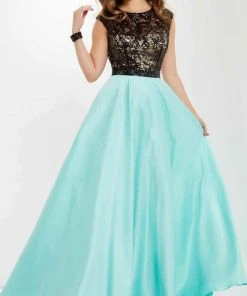 Studio 17 - 12699 Sequined Lace Illusion Jewel Satin A-line Gown Formal Gowns 7 Studio 17 - 12699 Sequined Lace Illusion Jewel Satin A-line Gown Formal Gowns