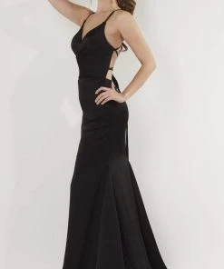 Studio 17 - 12749 V Neck Strappy Open Back Silk Charmeuse Mermaid Gown Formal Gowns