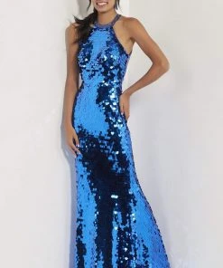 Studio 17 - 12757 Pieties Sequined Halter Evening Gown Formal Gowns