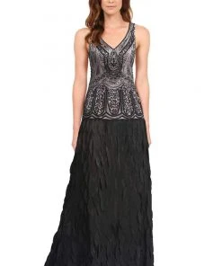 Sue Wong - Beaded Art Deco Chiffon Gown N5244 Formal Gowns