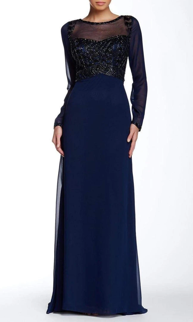 Sue Wong - Beaded Illusion Bateau A-Line Dress N5310 3 Sue Wong - Beaded Illusion Bateau A-Line Dress N5310