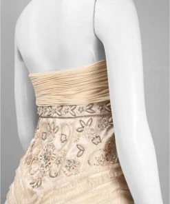 Sue Wong - N0230 Strapless Ruffle Trim Mermaid Gown - 1 Pc Champaign In Size 4 Available Formal Gowns