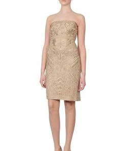 Cocktail Dresses Sue Wong - N3145 Strapless Soutache Adorned Sheath Dress