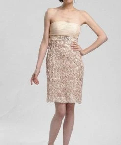 Cocktail Dresses Sue Wong - N3204 Strapless Rosette Empire Sheath Dress