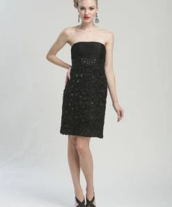 Cocktail Dresses Sue Wong - N3204 Strapless Rosette Empire Sheath Dress